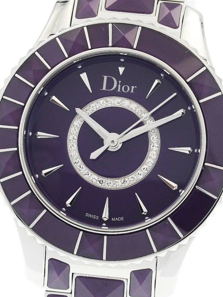 Dior Crystal Cd143112 Circle Diamond Purple Dial Quartz Ladies Watch949018